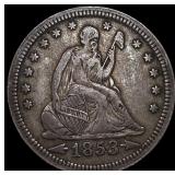 1853 Arrows Seated Liberty Quarter NEARLY UNCIRCUL