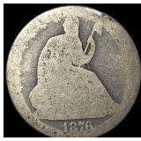 1876-CC Silver Seated Liberty Quarter NICELY CIRCU