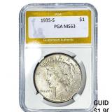 1935-S Silver Peace Dollar & MS63