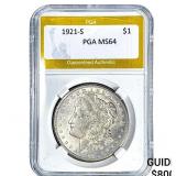 1921-S Morgan Silver Dollar PGA MS64