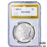 1897-S Morgan Silver Dollar PGA MS64