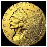 1912 Indian Head $2.50 Gold Quarter Eagle UNCIRCUL