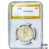 1934 Walking Liberty Half Dollar PGA MS65