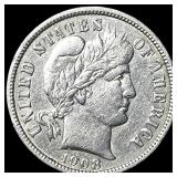 1908 Barber Dime CHOICE AU