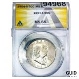 1954-S Franklin Half Dollar ANACS MS65