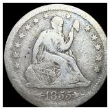 1855 Arrows Seated Liberty Silver Quarter NICELY C