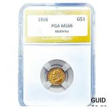 1916 McKinley Rare Gold Dollar PGA MS66