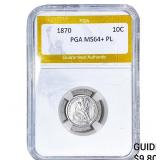 1870 Seated Liberty Dime PGA MS64+ PL