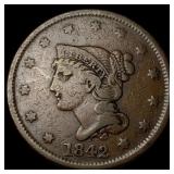 1842 Braided Hair Large Cent LIGHTLY CIRCULATED