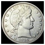 1914 Barber Silver Quarter CHOICE AU