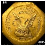 1851 Humbert "880" $50 Gold Assay, Lettered Edge
