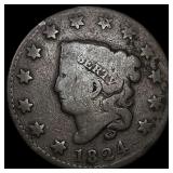 1824 Coronet Head Large Cent NICELY CIRCULATED