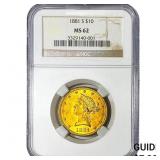 1881-S $10 Gold Eagle NGC MS62