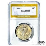 1941-S Walking Liberty Half Dollar PGA MS64