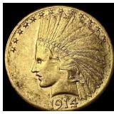 1914-D Gold $10 Indian Head Eagle CHOICE AU
