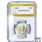 1948 Franklin Half Dollar PGA MS67 FBL