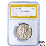 1943-S Walking Liberty Half Dollar PGA MS64