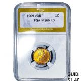 1909 VDB Wheat Cent PGA MS66 RD