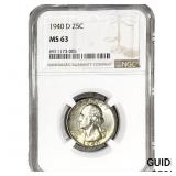 1940-D Washington Silver Quarter NGC MS63
