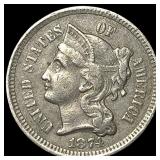1874 Nickel Three-Cent Piece NEARLY  UNCIRCULATED
