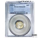 1942-D Mercury Silver Dime PCGS MS66 FB