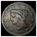 1839 Coronet Head Large Cent LIGHTLY CIRCULATED