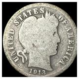 1913-S Silver Barber Dime NICELY CIRCULATED