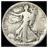 1916-D Silver Walking Liberty Half Dollar NICELY C