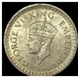 1944 British India Silver 1/2 Rupee