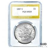 1887-S Morgan Silver Dollar PGA MS64