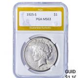 1925-S Silver Peace Dollar PGA MS63