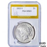 1922-S Silver Peace Dollar PGA MS63