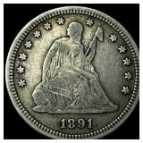 1891 Silver Quarter Dollar LIGHTLY CIRCULATED