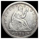 1853 Arrows Seated Liberty Quarter CHOICE AU