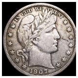 1907-D Silver Barber Half Dollar CLOSELY UNCIRCULA
