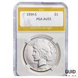 1934-S Silver Peace Dollar PGA AU55