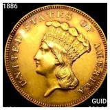 1886 $3 Gold Piece UNCIRCULATED