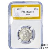 1917 Standing Liberty Quarter PGA MS63 FH Type 1