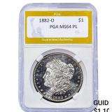 1882-O Morgan Silver Dollar PGA MS64 PL