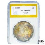 1880 Morgan Silver Dollar PGA MS64 Toned