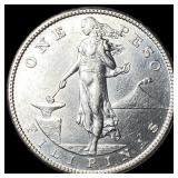 1908-S Silver Philippines One Peso GEM BU