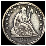 1857 Silver Seated Liberty Quarter NEARLY UNCIRCUL