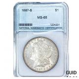 1887-S Morgan Silver Dollar NNC MS65