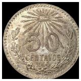 1945 Mexico Silver 50 Centavos M UNCIRCULATED