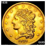 1838 $5 Gold Half Eagle CHOICE AU