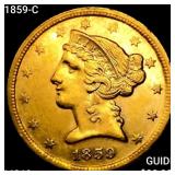 1859-C $5 Gold Half Eagle UNCIRCULATED