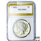 1921 Silver Peace Dollar PGA MS64