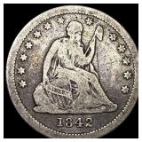 1842-O Silver Seated Liberty Quarter LIGHTLY CIRCU