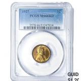 1927 Wheat Cent PCGS MS66 RD