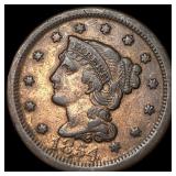 1854 Braided Hair Large Cent NEARLY UNCIRCULATED